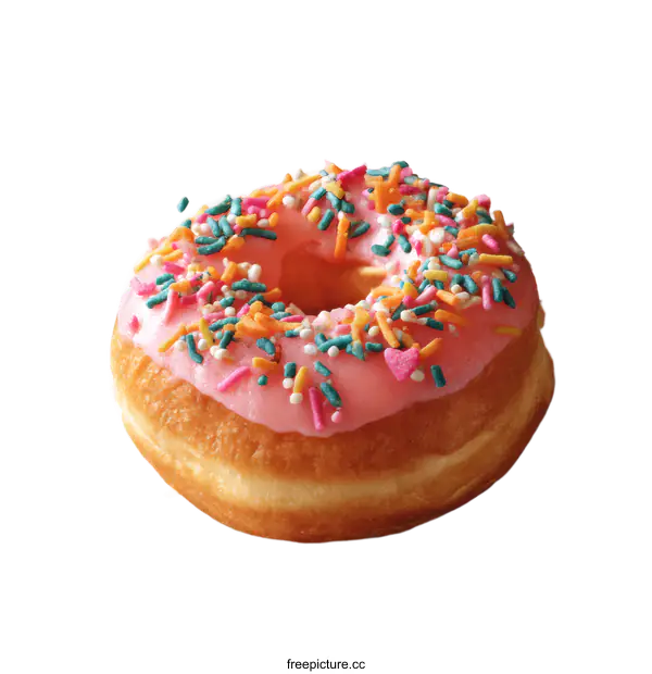 [Transparent Background PNG]Sweet and Colorful Donut with Sprinkles
