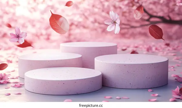 Pink Cherry Blossom Display Podiums