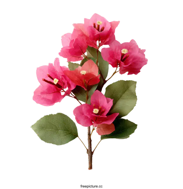 [Transparent Background PNG]Beautiful Pink Bougainvillea Flowers on White Background