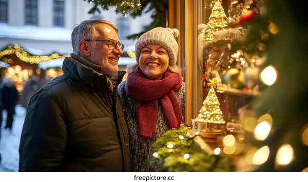 Couple Exploring Christmas Market