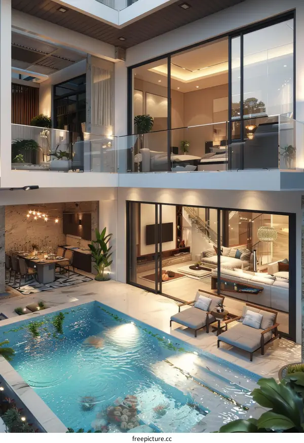 Modern Luxury Villa with Pool and Patio Design