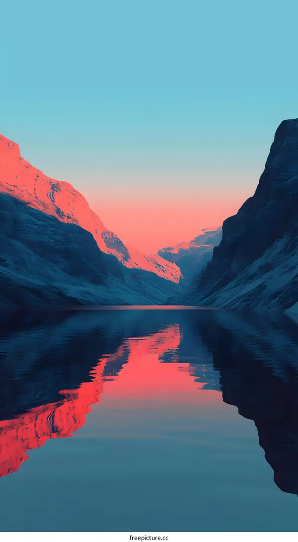 Mountain Reflection in Still Water at Sunset