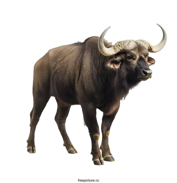[Transparent Background PNG]African Buffalo Standing on White Background