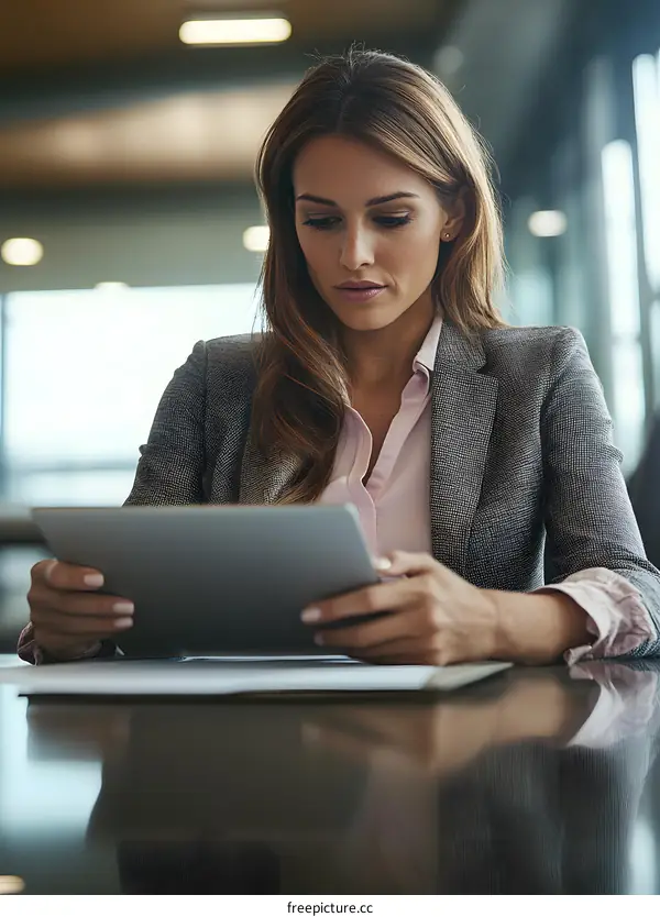 Businesswoman Using Tablet In Office