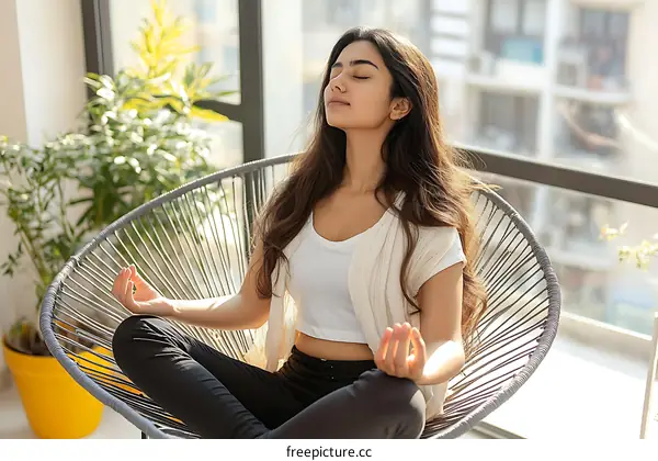 Relaxing Woman in a Stylish Outdoor Chair