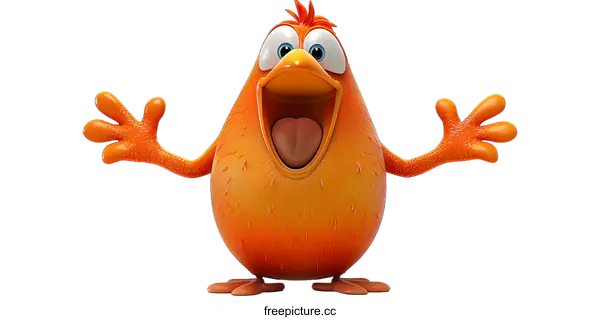 [Transparent Background PNG]Surprised Orange Bird Illustration