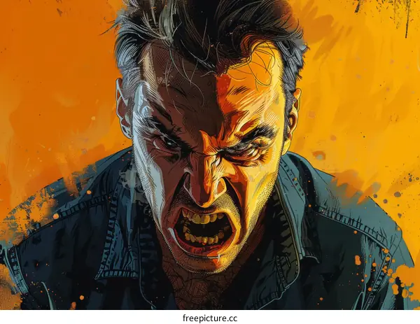 Close Up of Angry Man with Yellow Background