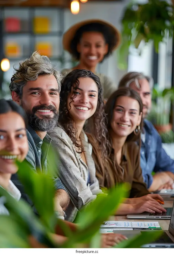 portrait of a group of smiling business people in a meeting