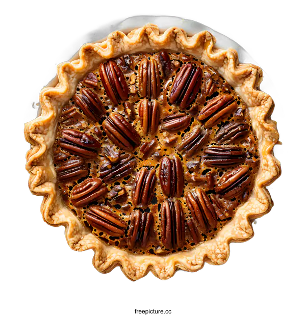 [Transparent Background PNG]A delicious pecan pie with a flaky crust.