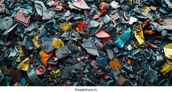 Colorful Plastic Waste Piled High, Posing Environmental Threats