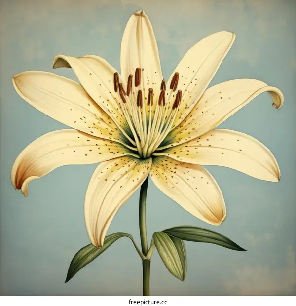 Vintage Illustration of a Lily Flower