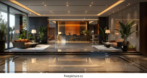 Modern Luxury Hotel Lobby Design Illustration