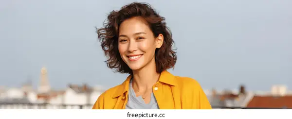Asian Woman Smiling Outdoors Portrait
