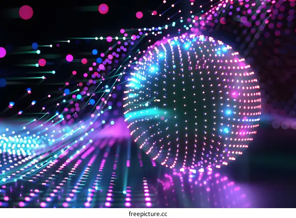 Abstract Sphere With Neon Lights