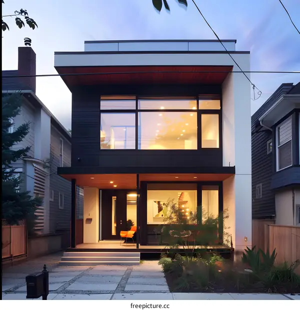 Modern House with Black and White Exterior