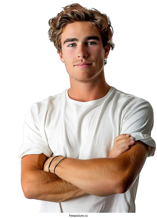 [Transparent Background PNG]Portrait of a Young Man with Blonde Hair