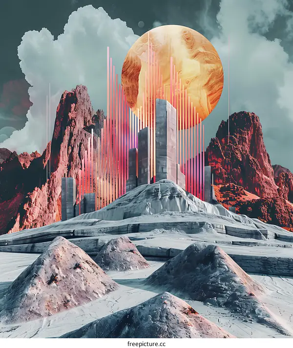 Abstract Surreal Landscape with Geometric Shapes