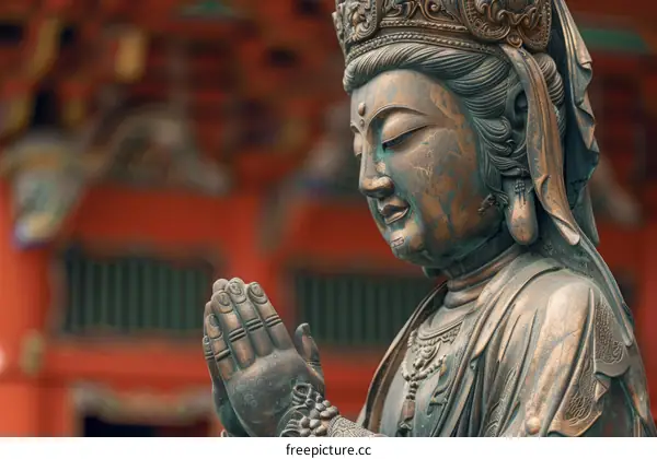 Bronze Bodhisattva Statue Close-up