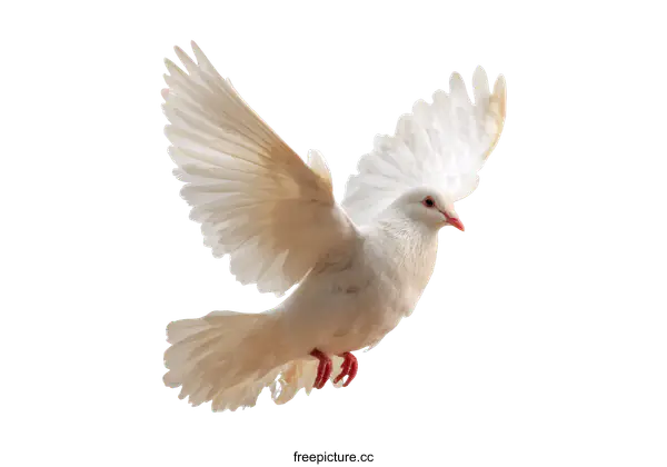 [Transparent Background PNG]A Majestic White Dove in Flight