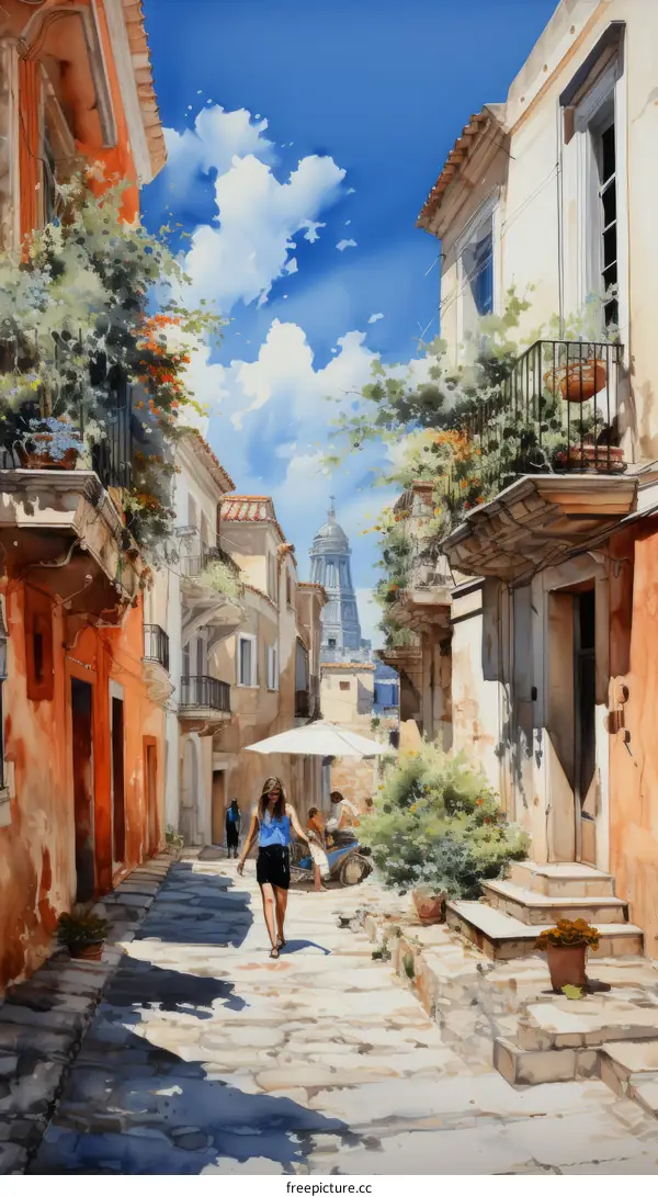A Narrow Street in a Mediterranean Town