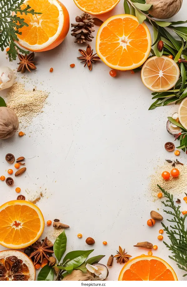 Christmas Food Flat Lay with Orange Slices