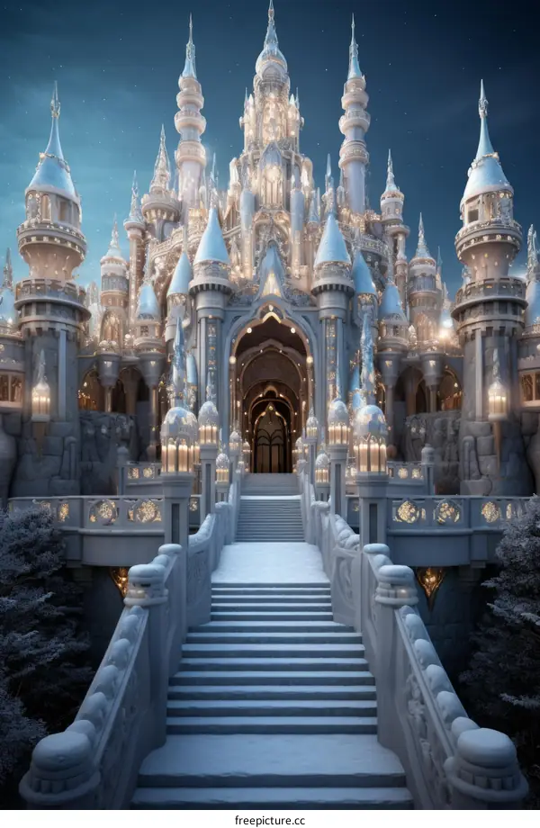 A Majestic Ice Castle Enchanting Winter Landscape