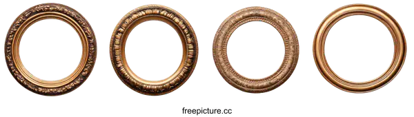 [Transparent Background PNG]Set of Ornate Gold Picture Frames