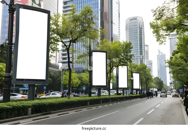 Blank Billboard Signs on City Street