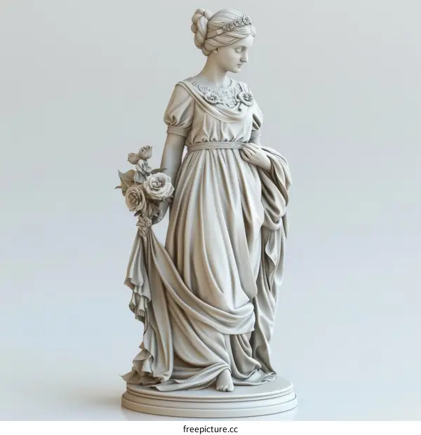 Elegant Lady Statue with Roses