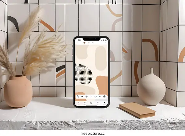 Minimalist Smartphone Design with Abstract Background