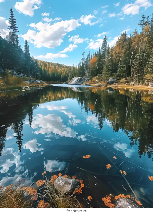The reflection of the sky in the lake