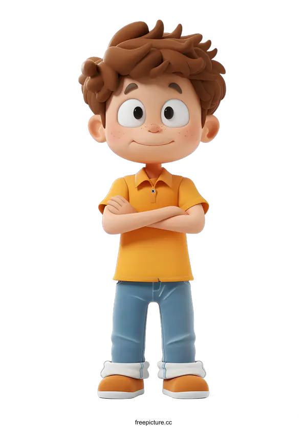 [Transparent Background PNG]Illustration of a happy boy