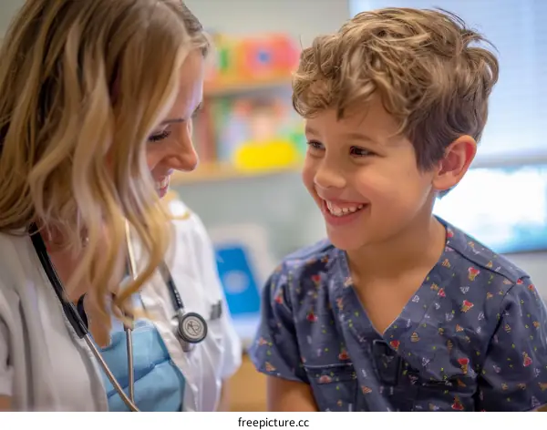 Pediatrician examining a young patient