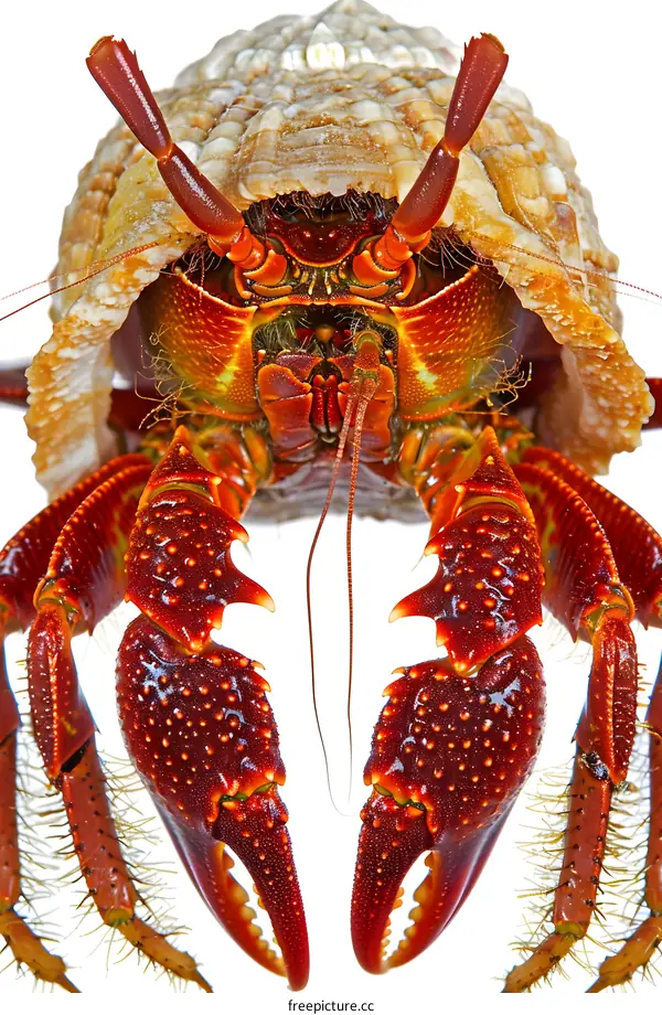 Red Hermit Crab on White Background