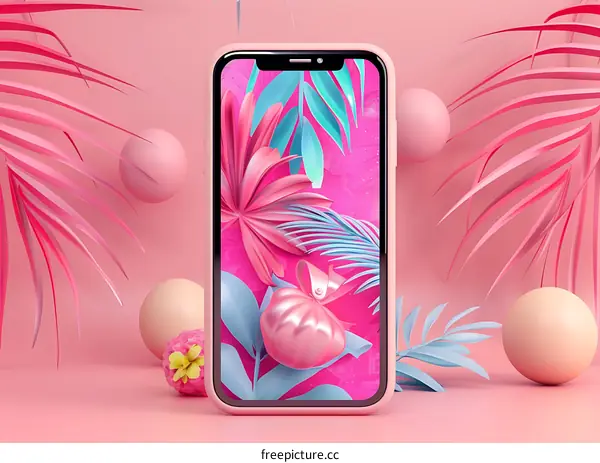 Pink and Blue Tropical Phone Background