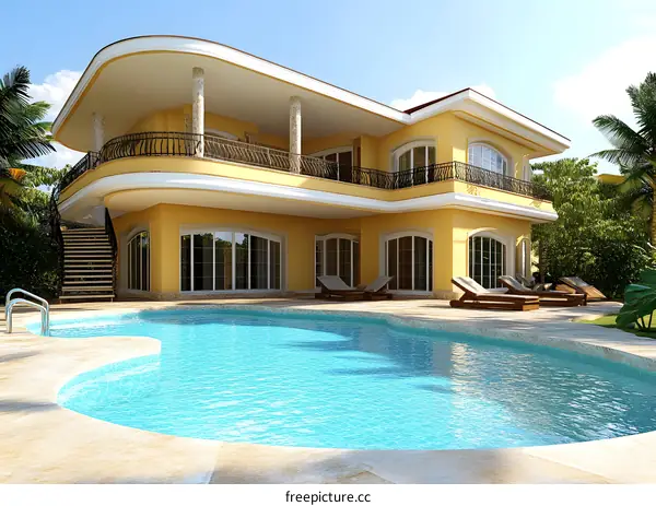 Luxury Yellow Villa with Swimming Pool