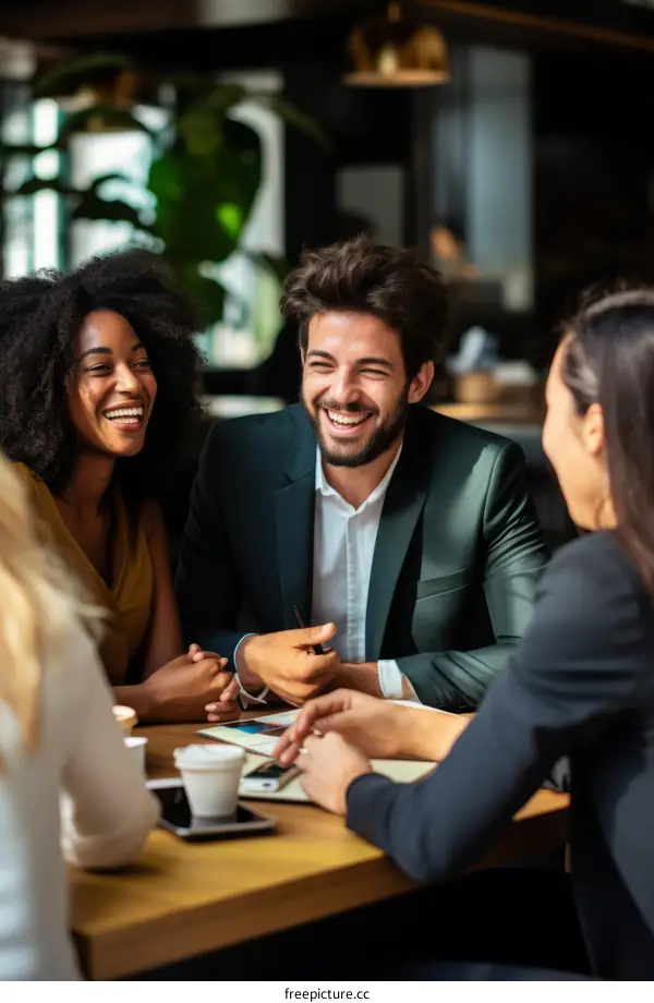 Multiethnic group of business professionals having a meeting in a modern office
