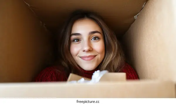 Woman Hiding Inside Cardboard Box