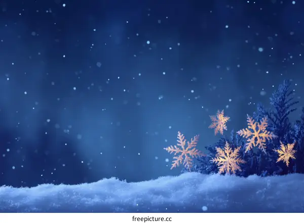Winter Night Snowflakes Festive Background