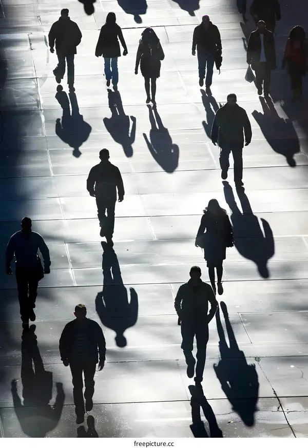 Silhouettes of People Walking on a City Street