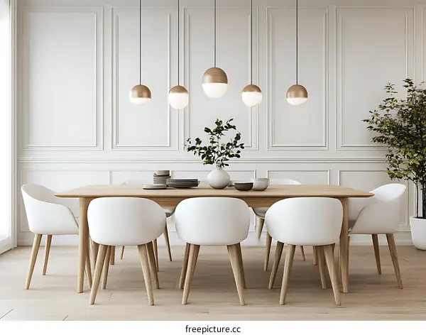 Modern Dining Room Interior Design with Pendant Lights
