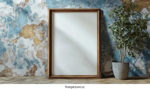 Empty Frame Mockup Against a Textured Wall