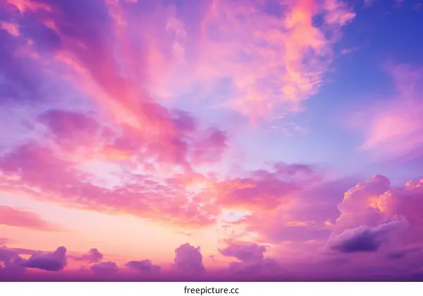 A Vivid Sunset Sky with Pink and Purple Clouds