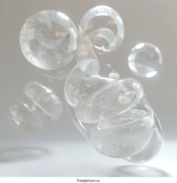 Shimmering Glass Spheres and Curves in a Void