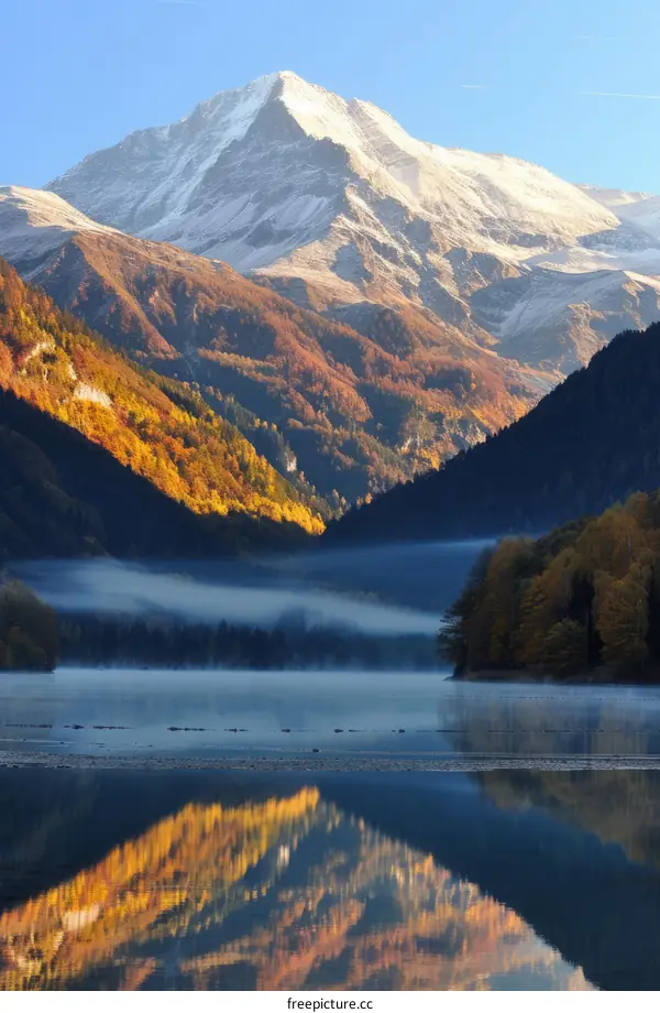 Mountains and lake in the morning