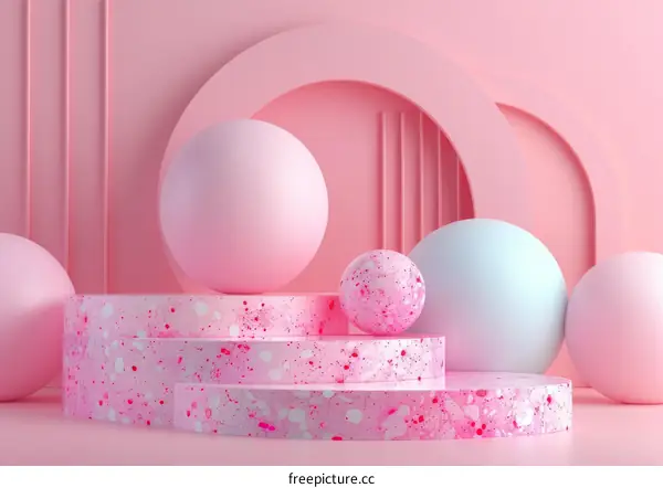 Pink Geometric Shapes Display Stand