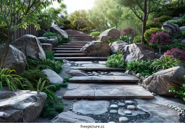 Serene Japanese Garden Pathway Design
