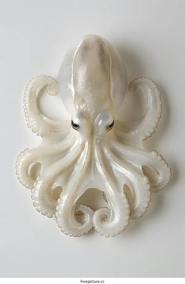 White Octopus on White Background