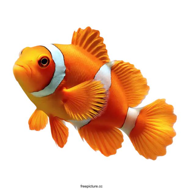 [Transparent Background PNG]Orange and White Clownfish Isolated on White Background