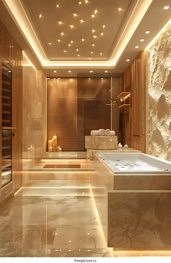 Luxury Modern Bathroom Interior Design With Marble And Wood